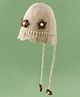 Babyhug Woollen Cap with Knot & Floral Applique Khaki - Diameter 22.5 cm