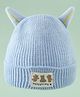 Babyhug Woollen Cap with Ear & Bear Patch in Brown - Diameter 15.5 cm