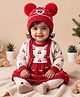 Babyhug Woollen Pom Pom Cap With Heart Print Red - Diameter 9 cm