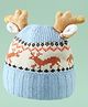Babyhug Woollen Cap with Reindeer Applique in Red - Diameter 14 cm