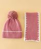 Pine Kids Solid Woollen Cap & Muffler Pink-Diameter 19 cm