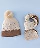 Babyhug Woollen Cap & Sets With Floral Design Red - Diameter 18 cm