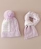 Babyhug Woollen Cap & Sets With Cable Knit Design in Purple - Diameter 18 cm