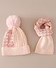 Babyhug Woollen Cap & Sets With Cable Knit Design in Pink - Diameter 18 cm
