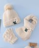 Babyhug Woollen Cap & Sets WIth Floral Applique in Khaki - Diameter 18 cm