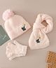 Babyhug Woollen Cap & Sets WIth Floral Applique in Pink -Diameter 18 cm