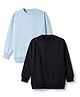 Primo Gino 100% Cotton Knit Brushed Terry Oversized Full Sleeves Solid Sweatshirt Pack of 2 - Light Blue & Black