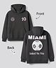 Primo Gino Cotton Knit Brushed Terry Full Sleeves Drop Shoulder Hoodie with Football Print At Front & Back - Charcoal Grey