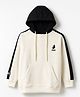 Primo Gino Cotton Knit Brushed Terry Color Block Drop Shoulder Hoodie with Basketball Print in Chest & Back - Off White