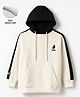 Primo Gino Cotton Knit Brushed Terry Color Block Drop Shoulder Hoodie with Basketball Print in Chest & Back - Off White