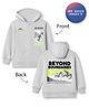 Primo Gino Cotton Brushed Terry Knit Drop Shoulder Hoodie with Full Sleeves & Snowboarder Print at Front & Back - Grey