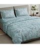 Haus & Kinder 100% Cotton King Flat 144 TC Bedsheet, 2 Pillow Covers,Serene Branch Green