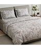 Haus & Kinder 100% Cotton King Flat 144 TC Bedsheet, 2 Pillow Covers, Serene Branch Grey