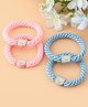 Babyhug Free Size Hair Rubber Bands With Bear Charm Applique Pack of 4 - Pink & Blue