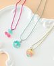 Babyhug Free Size Resin Necklace Set with Cherry, Shell & Heart Charm Pack of 3 - Pink Turquoise Yellow
