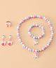 Babyhug Kids Pastel Beaded Jewellery Set with Cute Charms - Pink & Red