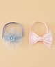 Babyhug Headbands With Floral Bow & Pearl Applique Pack of 2 Free Size-Blue/Pink