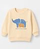 Doodle Poodle Single Jersey 100% Cotton Knit Sweatshirt with Full Sleeves & Elephant Print - Peach