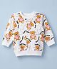 Doodle Poodle 100% Cotton Knit Full Sleeves Teddy Bear Printed Sweatjacket - White