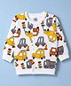 Doodle Poodle 100% Cotton Knit Full Sleeves Vehicles Printed Sweatjacket - White