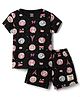 CUCUMBER Sinker Knit Half Sleeves Co-Ords T-Shirt & Shorts Night Suit With Marie Graphic - Black