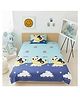 Filymore Kids Single Bedsheet with Pillow Cover Cloud Panda Theme, 240 TC Soft Microfiber Bed Sheet for Single Bed (90x60 Inches), Breathable & Skin Friendly Kids Bedding Set, Sky Blue & Purple