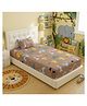 Filymore Brown Dinosaur Elastic Fitted bedsheet for single bed 240 TC made with pure microfiber 1 bedsheet and 1 pillow cover (Size 72x36 inches) fit up to 6 inches mattress (Colour Brown)