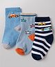 Cute Walk By Babyhug Non Terry Knit Anti Bacterial Ankle Length Striped  Socks With Vehicle & Star Desgin Pack of 3 -  Black, Light Blue & White