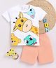 Little Ninja Cotton Knit Half Sleeves Animals Printed T-Shirt & Shorts Set - Multicolor