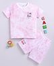 Little Ninja Cotton Knit Half Sleeves Tie Dye & Sunny Sea Text Printed T-Shirt & Shorts Set - Pink