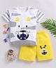 Little Ninja Cotton Knit Half Sleeves Animal Printed T-Shirt & Shorts Set - Yellow