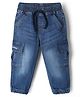 Babyhug Denim Full Length Washed Jeans with Stretch in Blue