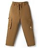 Babyhug Tussor 100% Cotton Woven Full Length Cargo Pant with Paw Print - Brown