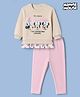 Babyoye Disney 100% Cotton Terry Knit Full Sleeves Sweatshirt and Leggings Set with Minnie Mouse Graphic in Cream
