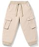 Babyhug Twill Woven Full Length Solid Color Trousers with  Cargo Pockets - Khaki