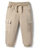 Babyhug Twill Woven Full Length Trousers with Stretch, Patch & Pockets - Beige