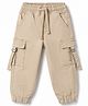 Babyhug Twill Woven Full Length Solid Color Trousers with  Cargo Pockets - Beige