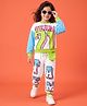 OLLINGTON ST. Looper Knit Full Sleeve Winter Wear Co-ords Sweatshirt & Joggers Set with Text Print - White