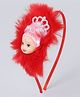Tia Hair Accessories Stone Embellished Doll Applique & Fur Detailed Hair Band - Red
