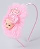 Tia Hair Accessories Stone Embellished Doll Applique & Fur Detailed Hair Band - Baby Pink