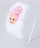 Tia Hair Accessories Stone Embellished Doll Applique & Fur Detailed Hair Band - White