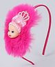 Tia Hair Accessories Stone Embellished Doll Applique & Fur Detailed Hair Band - Dark Pink