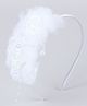 Tia Hair Accessories Pearl Embellished Floral Applique & Fur Detailed Hair Band - White