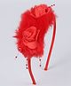 Tia Hair Accessories Beads Embellished Floral Applique & Fur Detailed Hair Band - Red