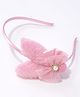 Tia Hair Accessories Pearl Stone & Glitter Embellished Bow Applique & Fur Detailed - Baby Pink