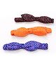 Tia Hair Accessories  Set Of 3 Hearts Printed Bow Applique Detailed Headband - Blue Black & Orange