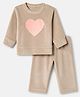 Kanvin Knit Full Sleeves Winter Wear Suit Heart Patch - Beige
