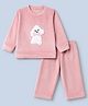 Kanvin Knit Full Sleeves Winter Wear Suit With Dog Patch - Rose Gold
