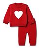 Babyhug Knit Full Sleeves Baby Sweater Set with Heart Design - Red