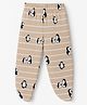 Doodle Poodle 100% Cotton Knit Penguin Printed Full Length Striped Bootie Legging - Beige